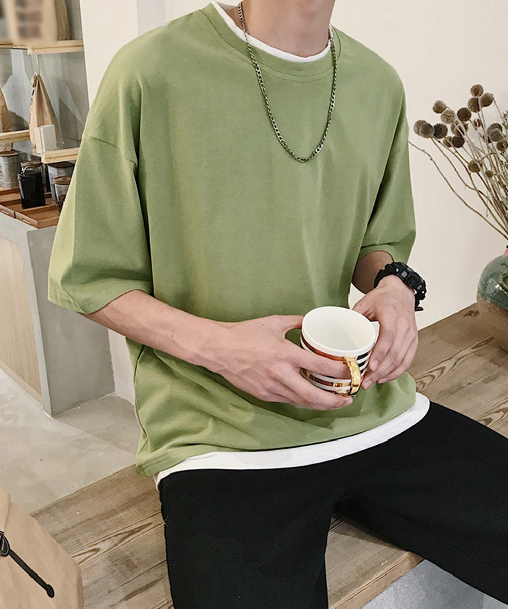 レイヤード風tシャツ メンズクルーネック