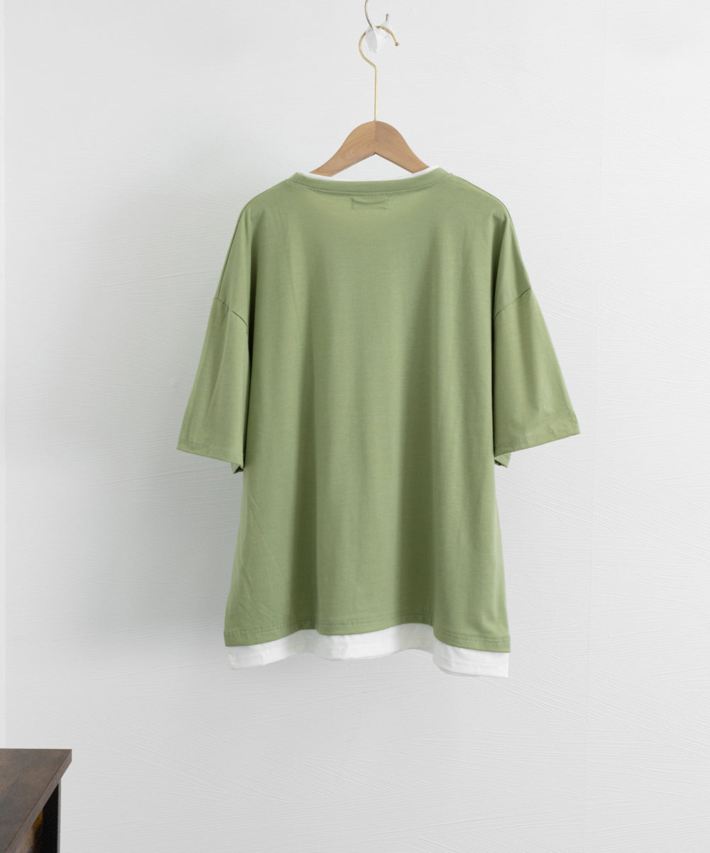 レイヤード風tシャツ メンズクルーネック