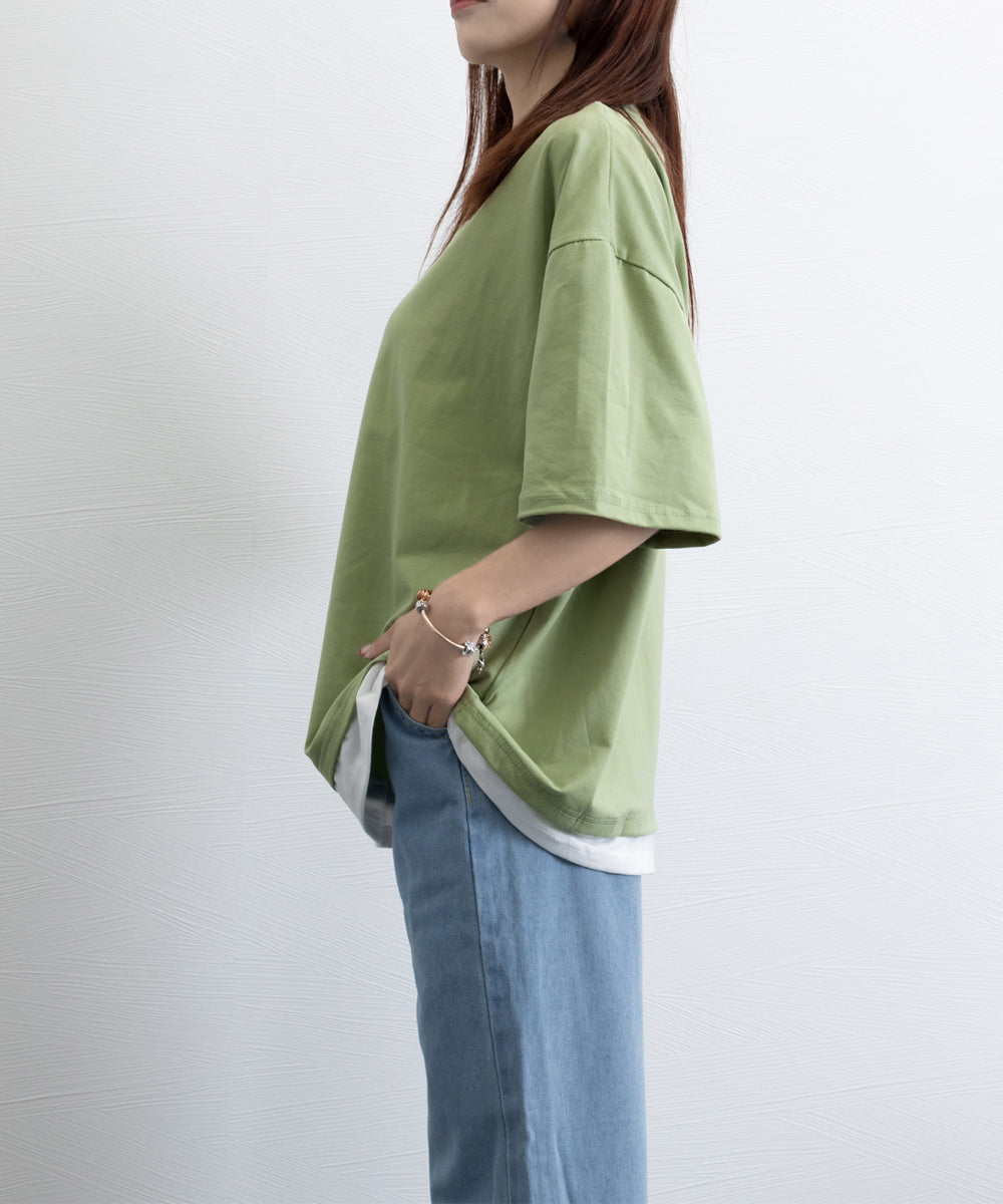 レイヤード風tシャツ メンズクルーネック