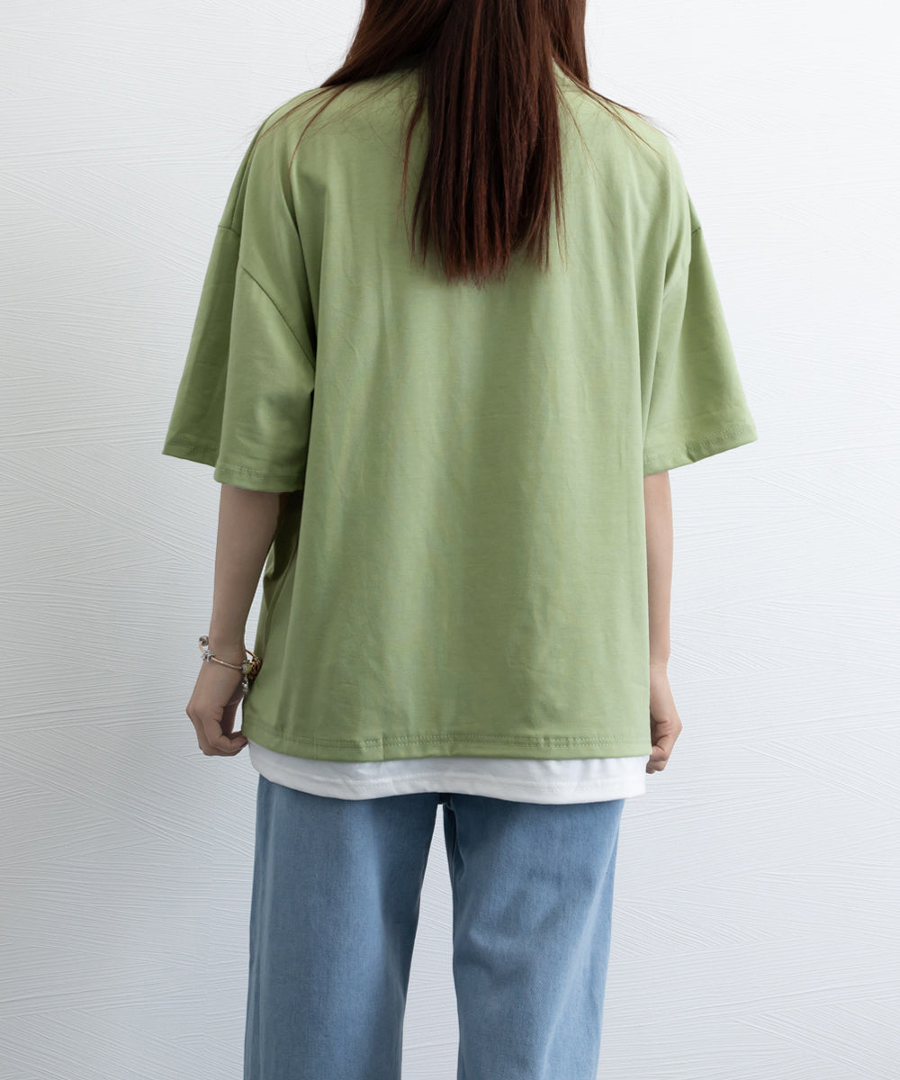 レイヤード風tシャツ メンズクルーネック