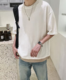 レイヤード風tシャツ メンズクルーネック