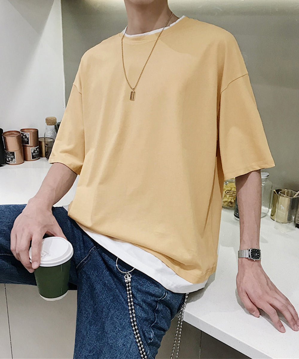 レイヤード風tシャツ メンズクルーネック