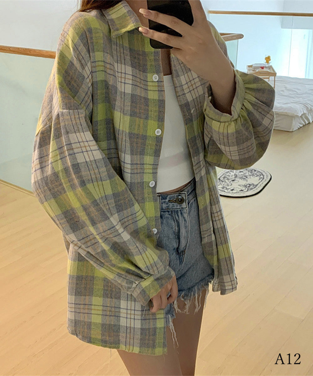 シャツ ブラウス チェック柄シャツ 長袖 詳細画像5