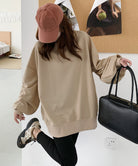 ワッフルオーバーサイズ配色プルオーバー秋 詳細画像12