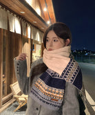 ノルディック柄ニットマフラー配色レトロ冬 詳細画像5