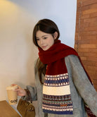 ノルディック柄ニットマフラー配色レトロ冬 詳細画像7