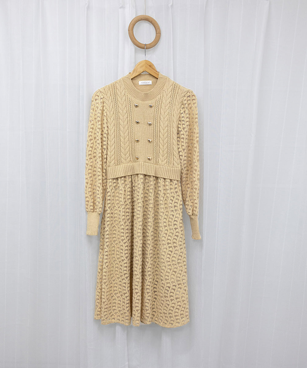 ニットワンピース ランタンスリーブ 上品 詳細画像12