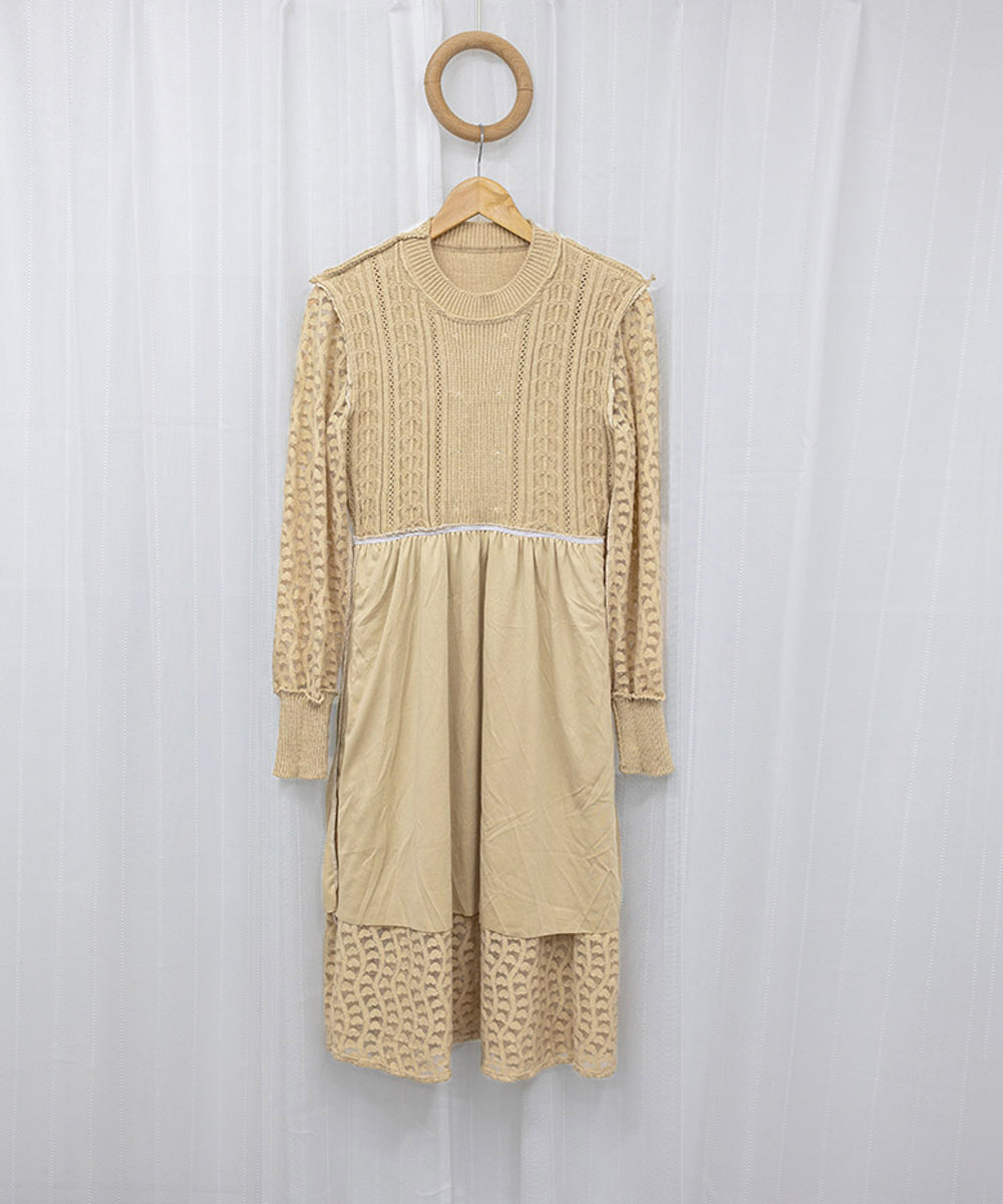 ニットワンピース ランタンスリーブ 上品 詳細画像14