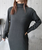 ハイネックニットワンピースゆったり秋冬服 詳細画像21