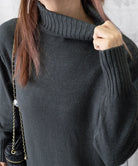 ハイネックニットワンピースゆったり秋冬服 詳細画像22