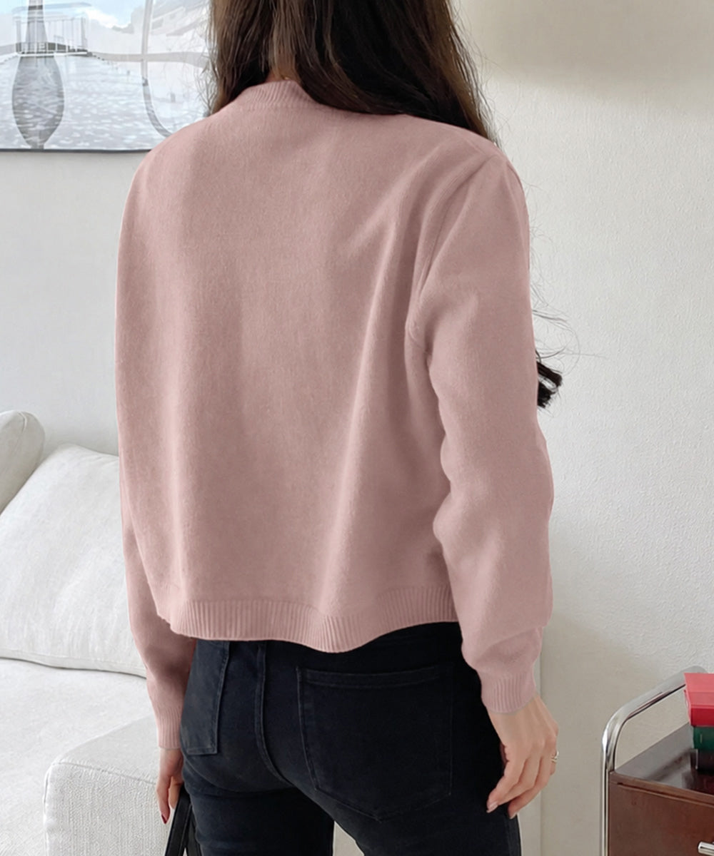 リボンボタンニットカーディガン秋冬服長袖 詳細画像10