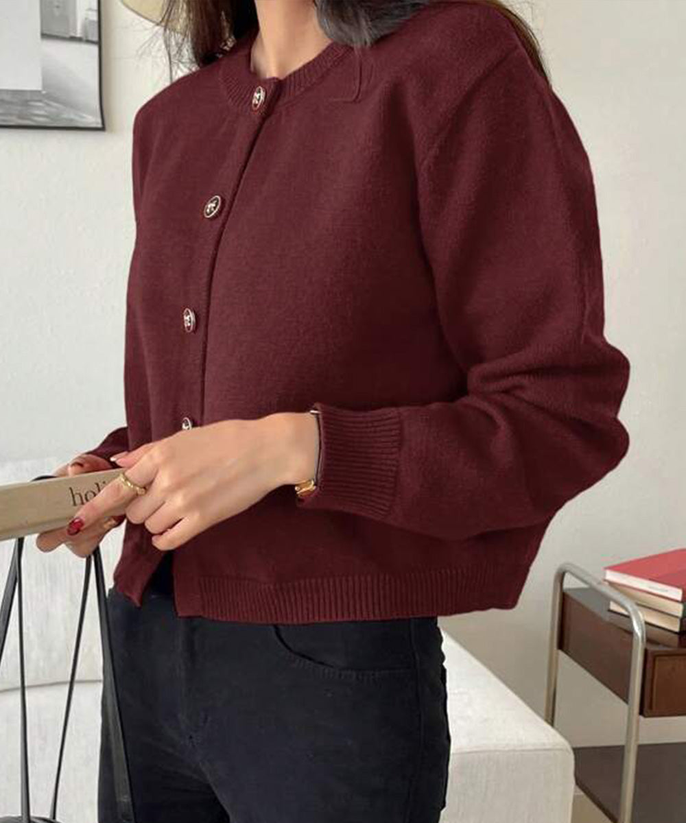 リボンボタンニットカーディガン秋冬服長袖 詳細画像12