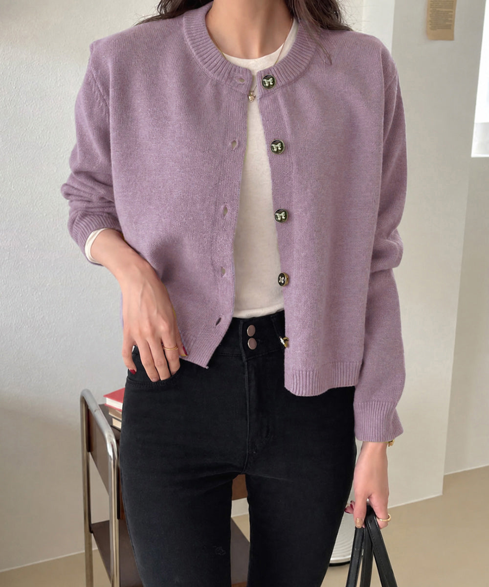 リボンボタンニットカーディガン秋冬服長袖 詳細画像16