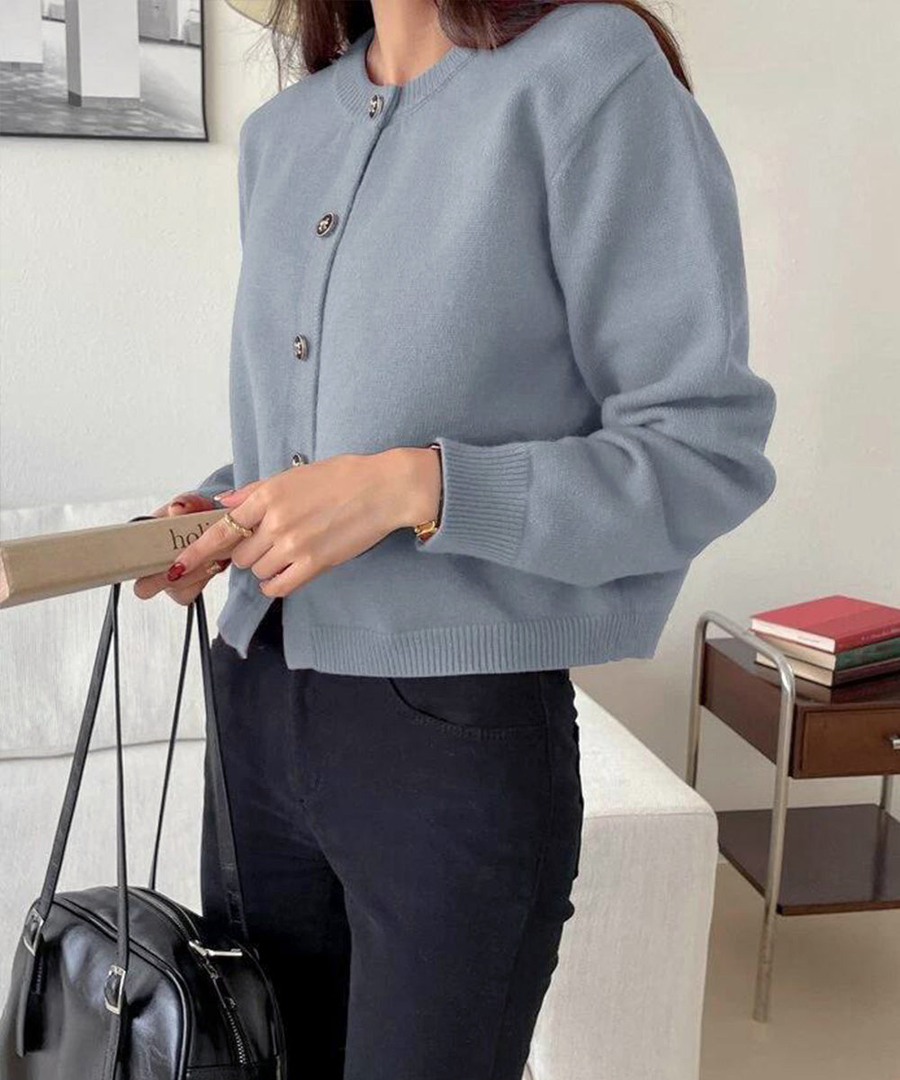 リボンボタンニットカーディガン秋冬服長袖 詳細画像2