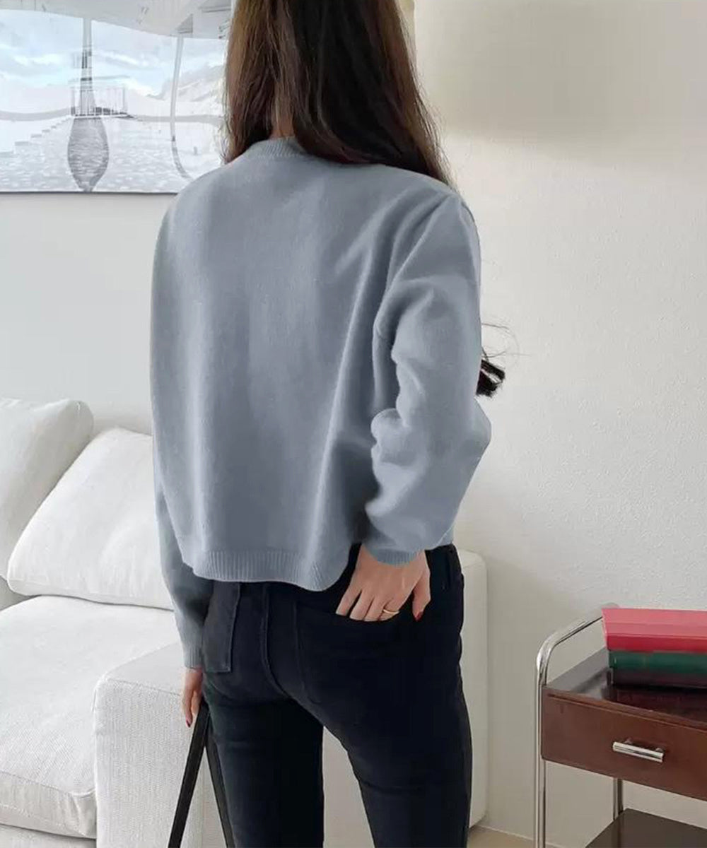 リボンボタンニットカーディガン秋冬服長袖 詳細画像3