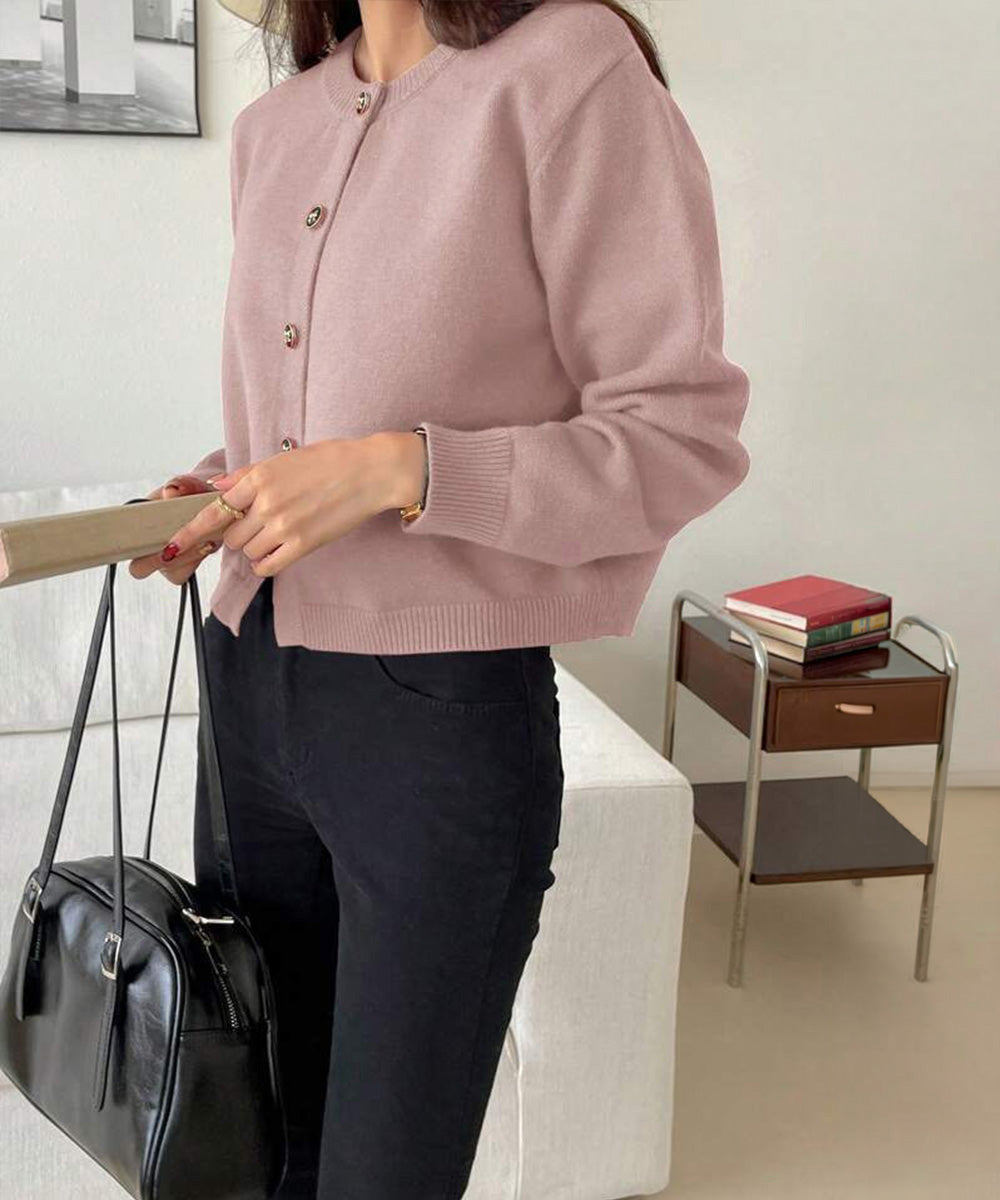 リボンボタンニットカーディガン秋冬服長袖 詳細画像9