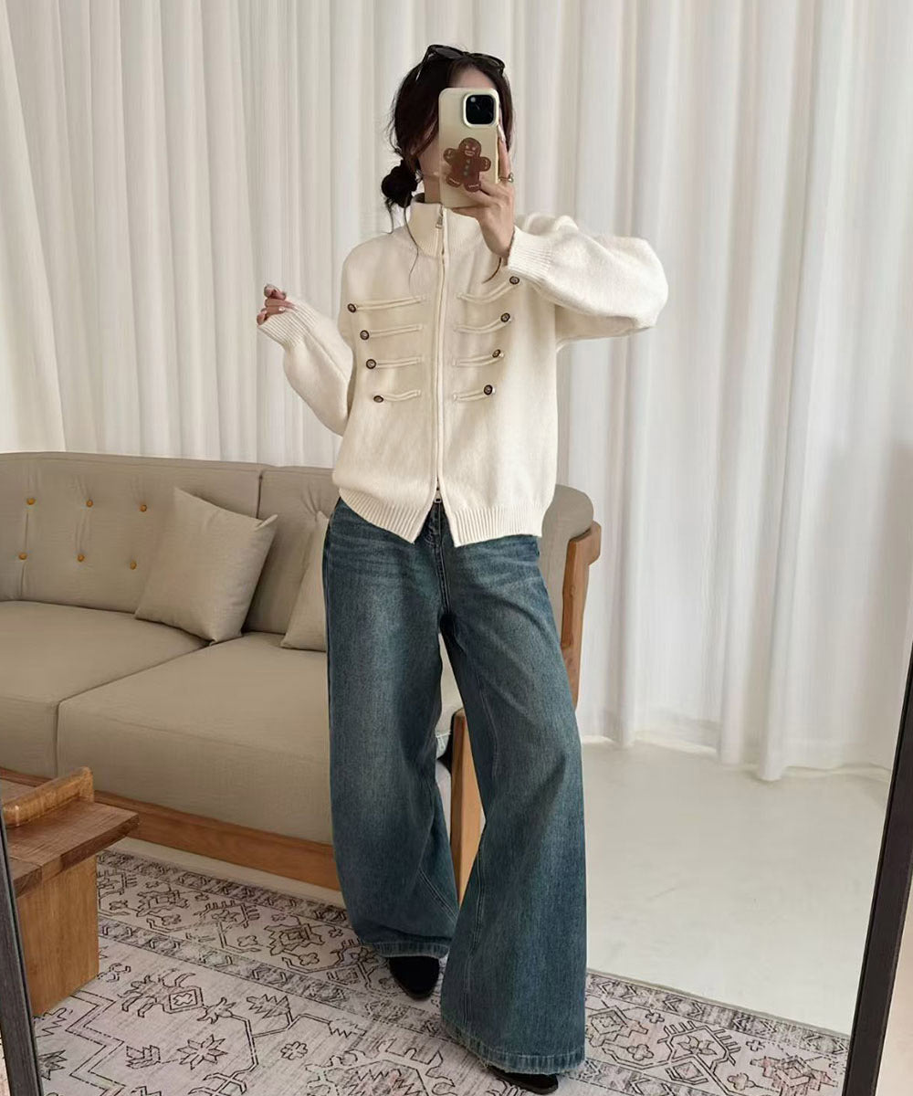 ナポレオン風ニットジャケットダブルジップ
