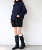 ナポレオン風ニットジャケットダブルジップ
