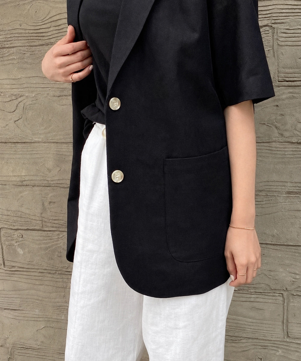 麻混風テーラードジャケットレディース夏服 詳細画像10
