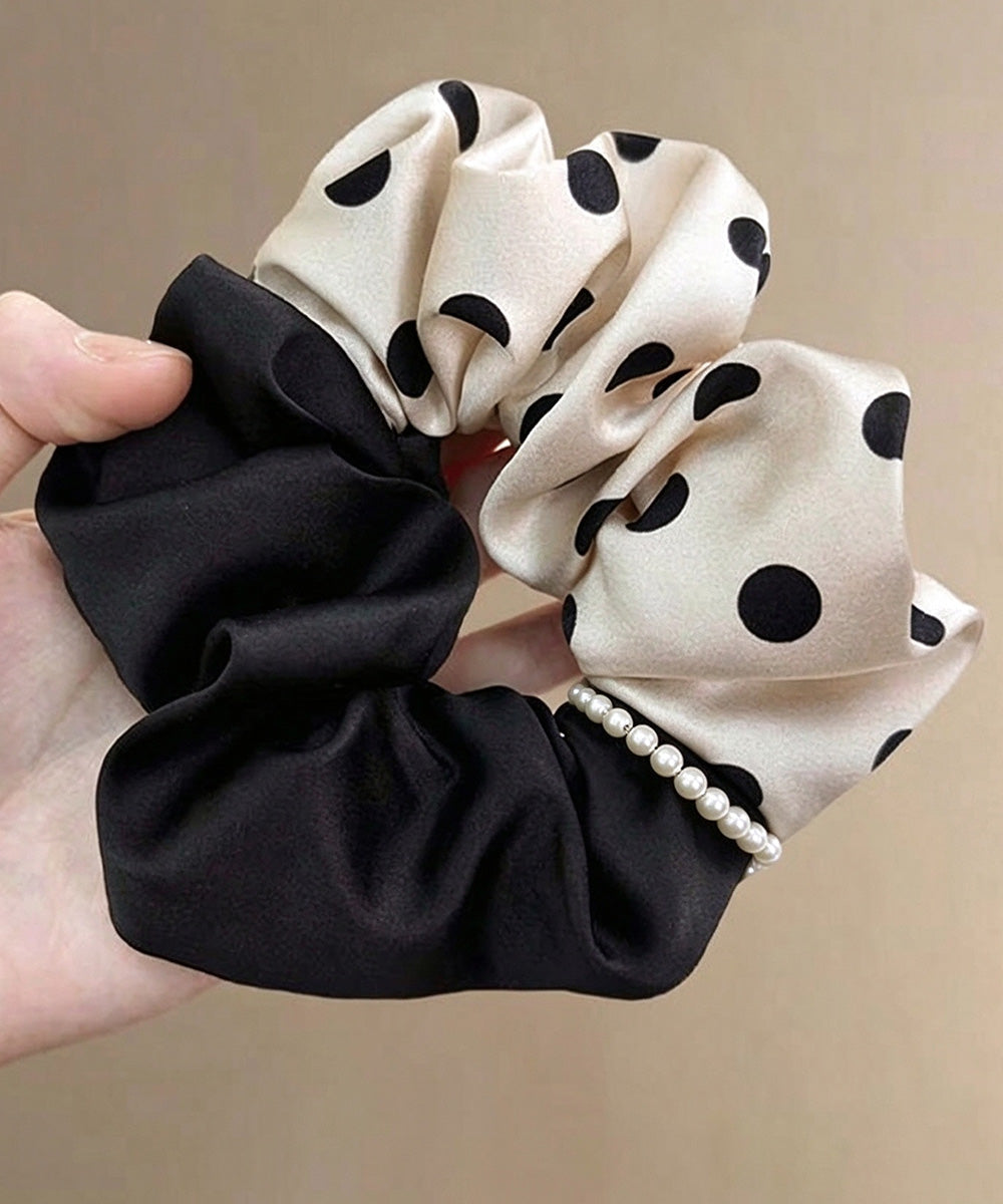 ドット柄シュシュサテンパールヘアゴム上品