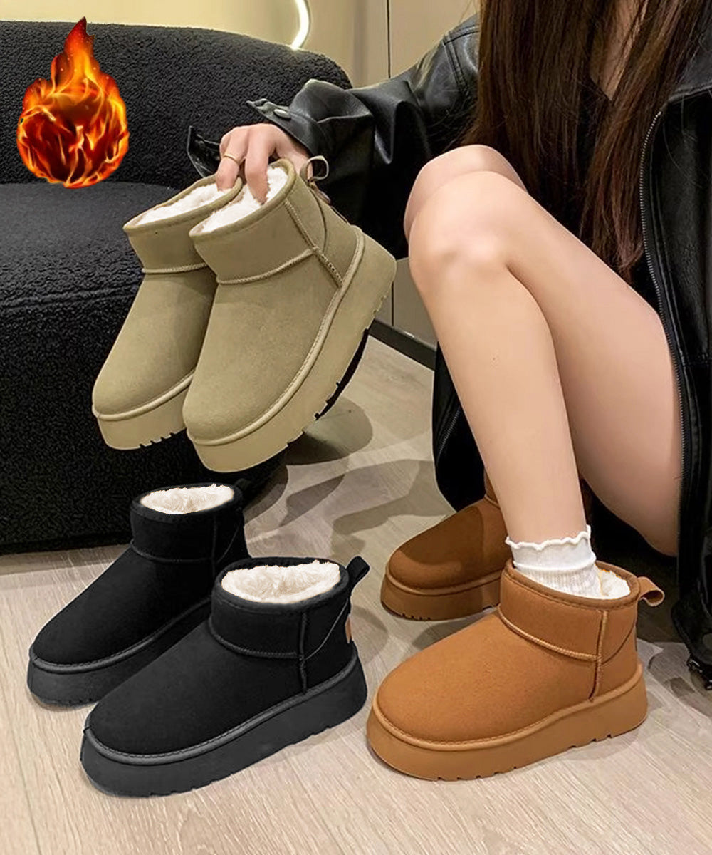 厚底ムートンブーツ 裏起毛ショートブーツ