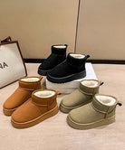 厚底ムートンブーツ 裏起毛ショートブーツ