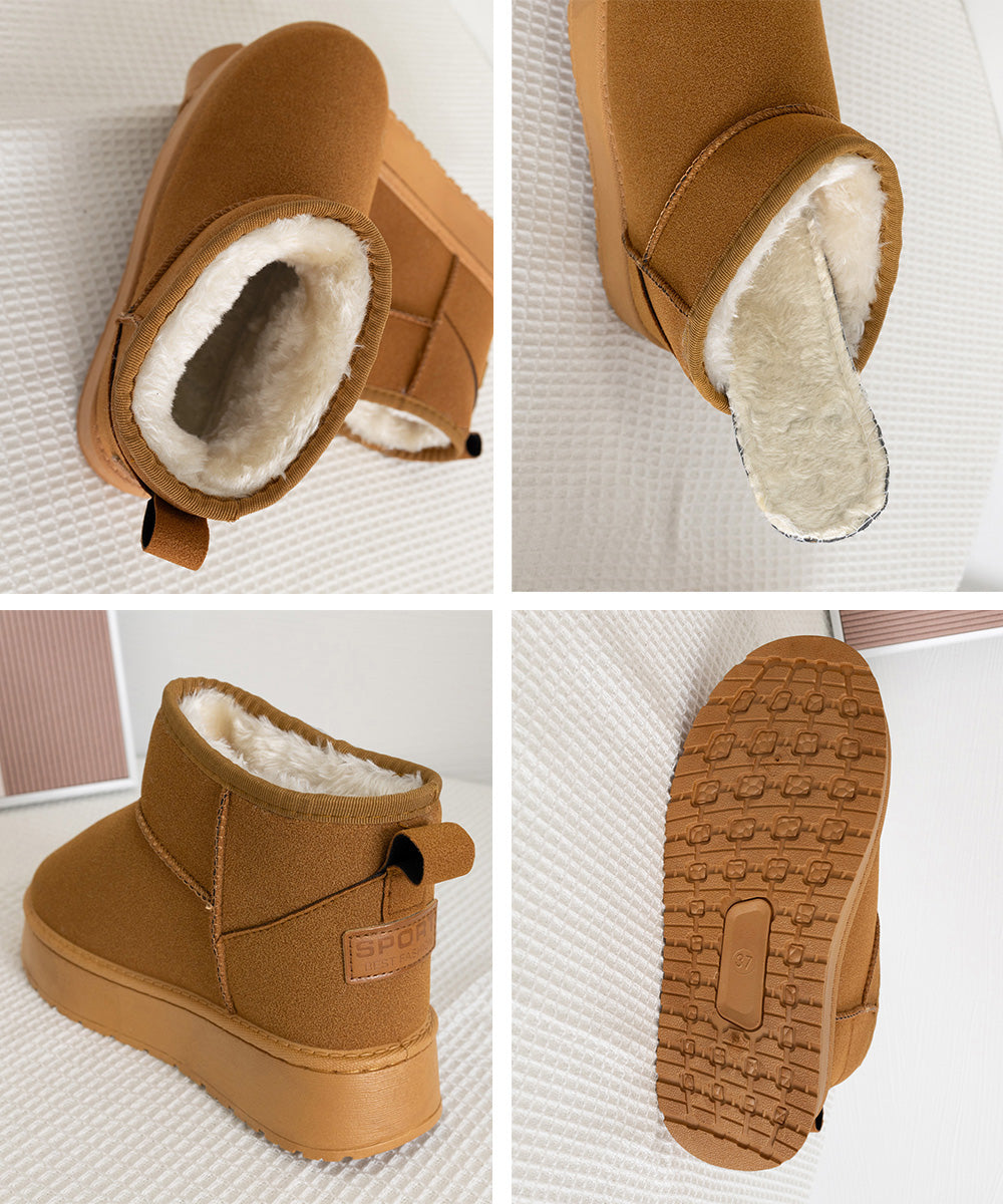 厚底ムートンブーツ 裏起毛ショートブーツ