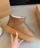 ムートンブーツ 厚底 裏起毛ブーツ 冬靴