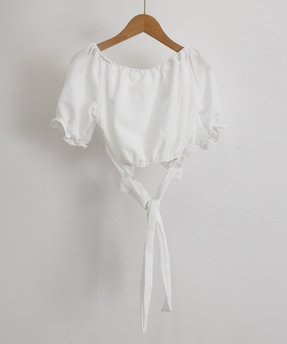 オフショルダーブラウス バックリボン夏服 詳細画像23