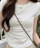 サイドギャザーtシャツ 半袖トップス夏服 詳細画像4