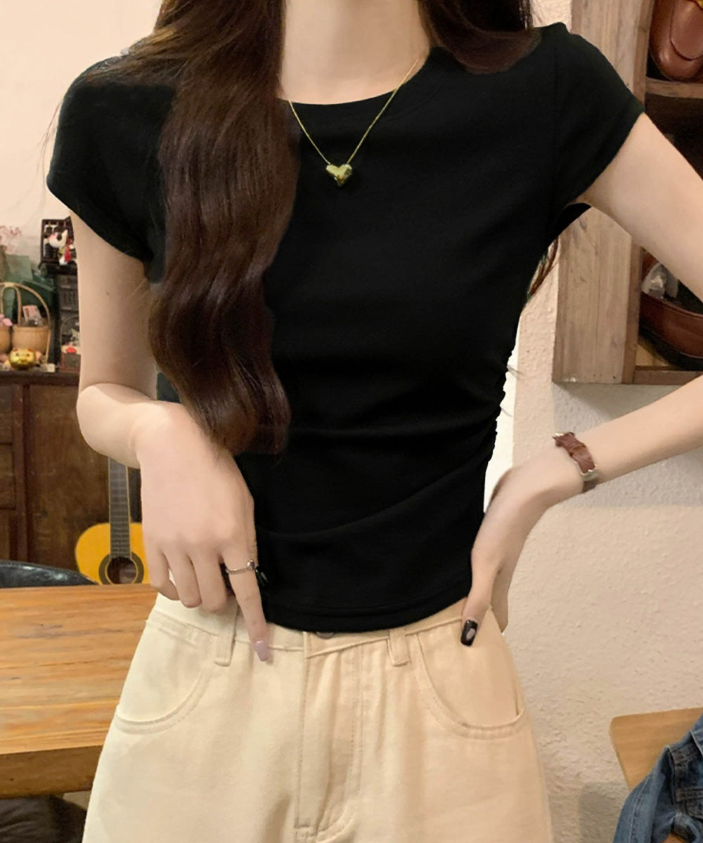 サイドギャザーtシャツ 半袖トップス夏服 詳細画像8