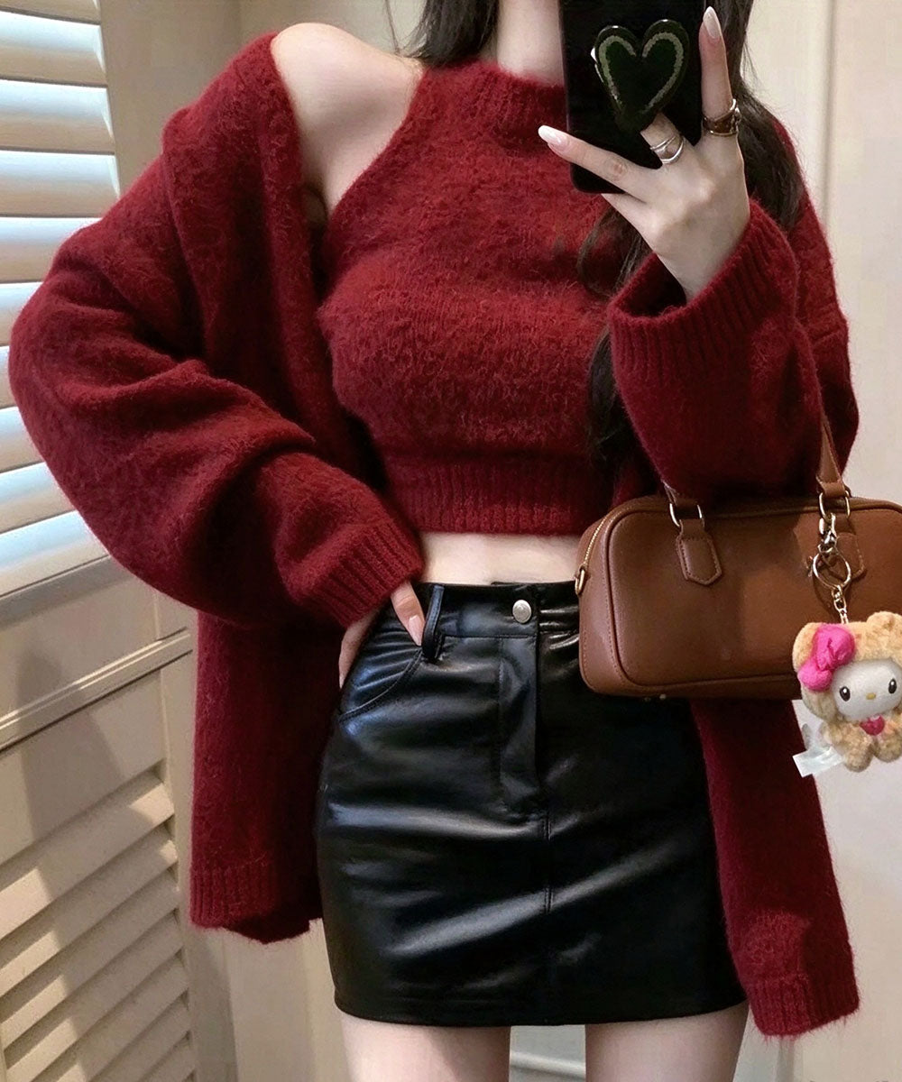 ロングニットアンサンブルタンクトップ付き