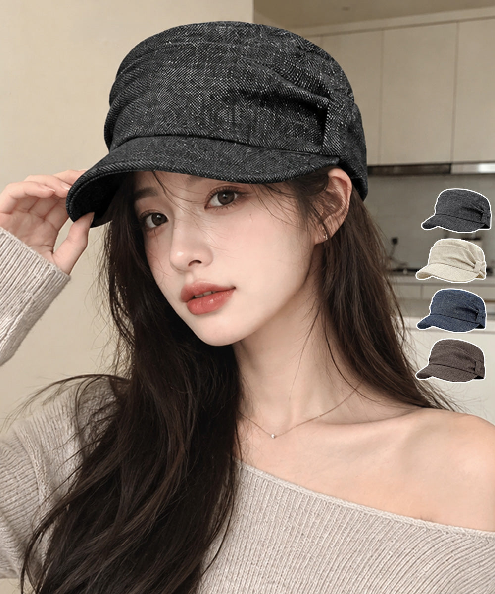 デニム風ボリュームキャスケット韓国風帽子