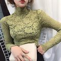 総レース カットソー レディース 花柄 グリーン