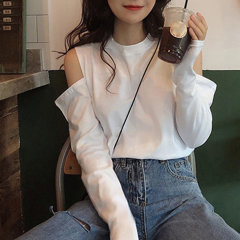 肩出しTシャツ レディース ナチュラル ホワイト