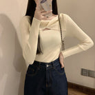 ツイスト リブニットトップス レディース ベージュ