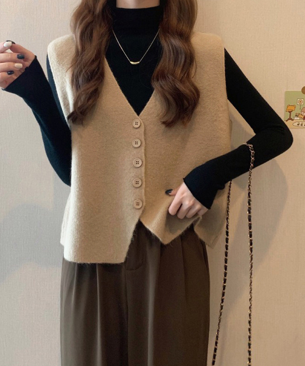 ニットベスト ニットジレ 重ね着 秋冬服 ベージュ