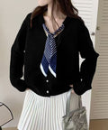 ボウタイニットトップス きれいめ 秋冬服 ニットウェア 前開き ボタン ニットセーター 羽織り ゆったり 無地 大人 ニットカーディガン おしゃれ 着回し 85YN-900609