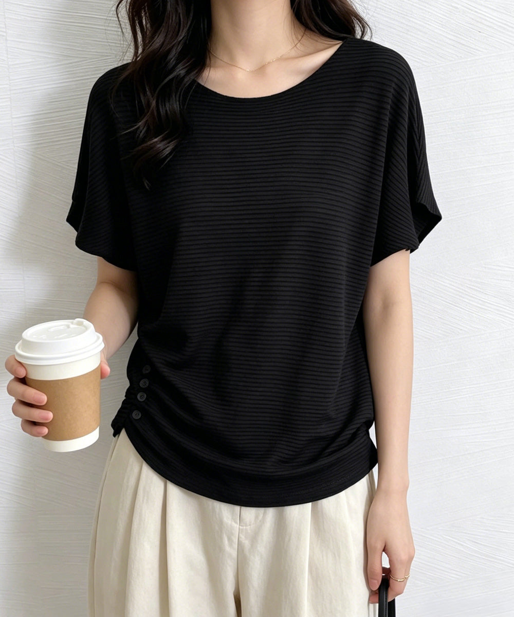 サマーニットトップス ドルマンスリーブ夏 レディース クルーネック ニットトップス 着やせニットTシャツ 大人カジュアル サマーセーター 韓国風ニットプルオーバー 85YN-900634