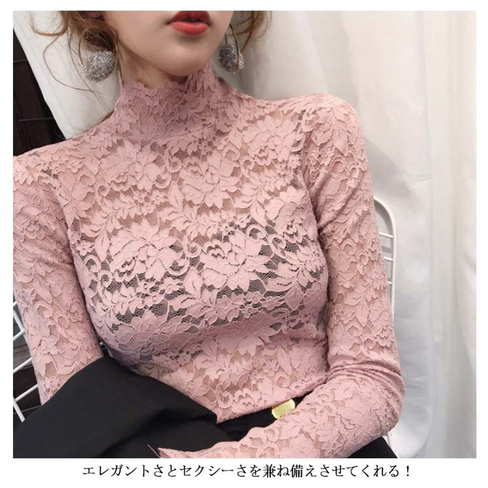 総レース カットソー レディース 花柄 詳細画像10