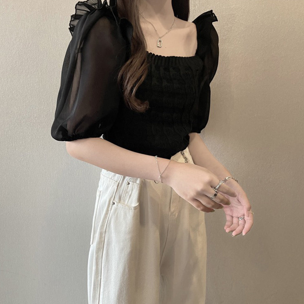 シャツブラウス スクエアネックレディース 詳細画像8