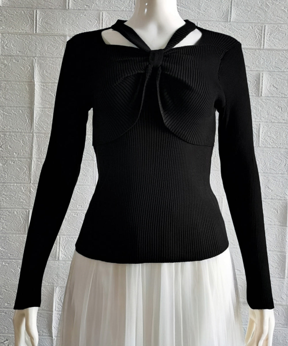フロントリボンリブニットトップス大人秋服 詳細画像15