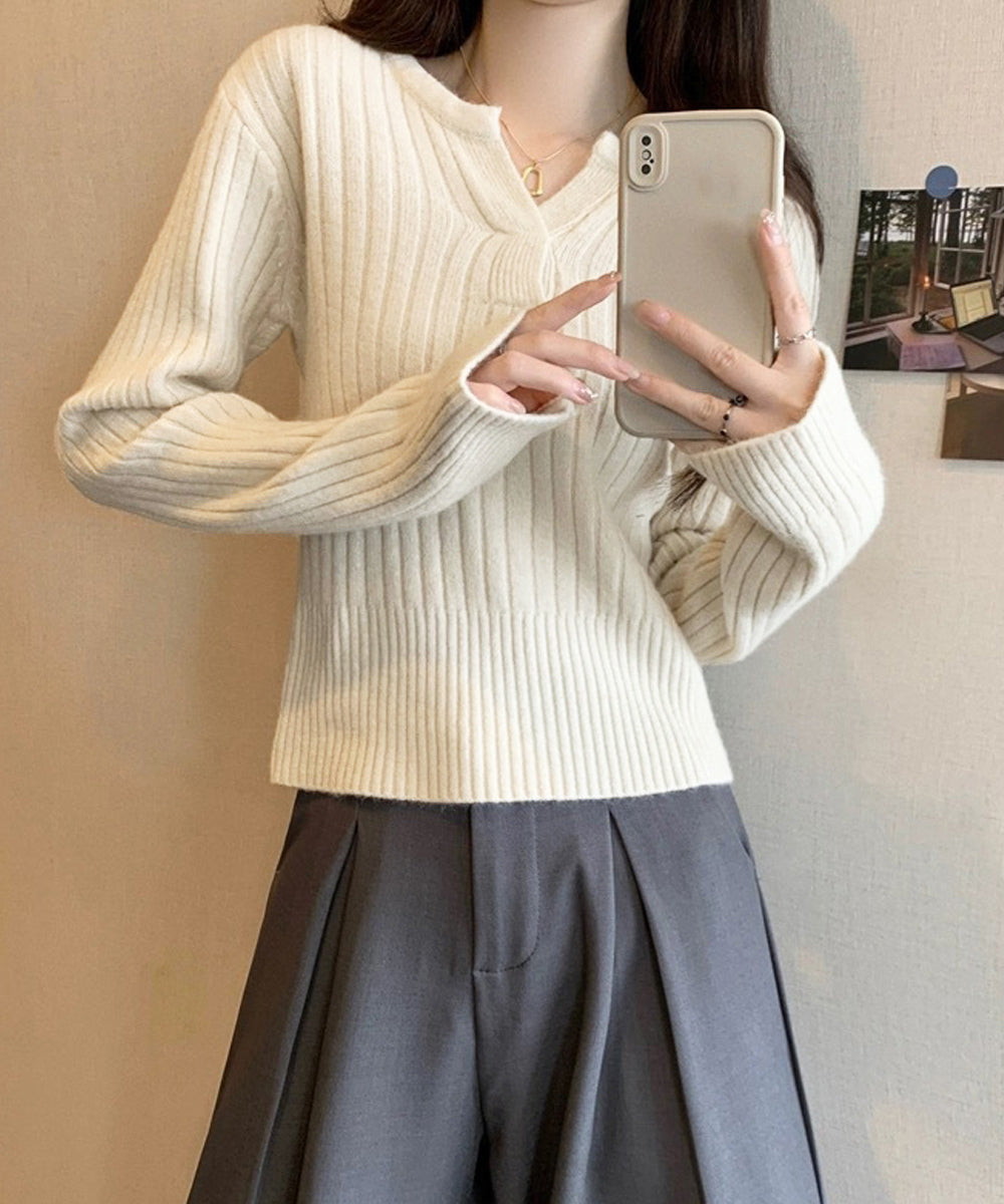リブニット トップス きれいめ 長袖 詳細画像2
