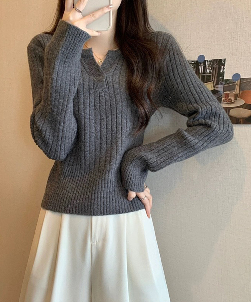 リブニット トップス きれいめ 長袖 詳細画像9