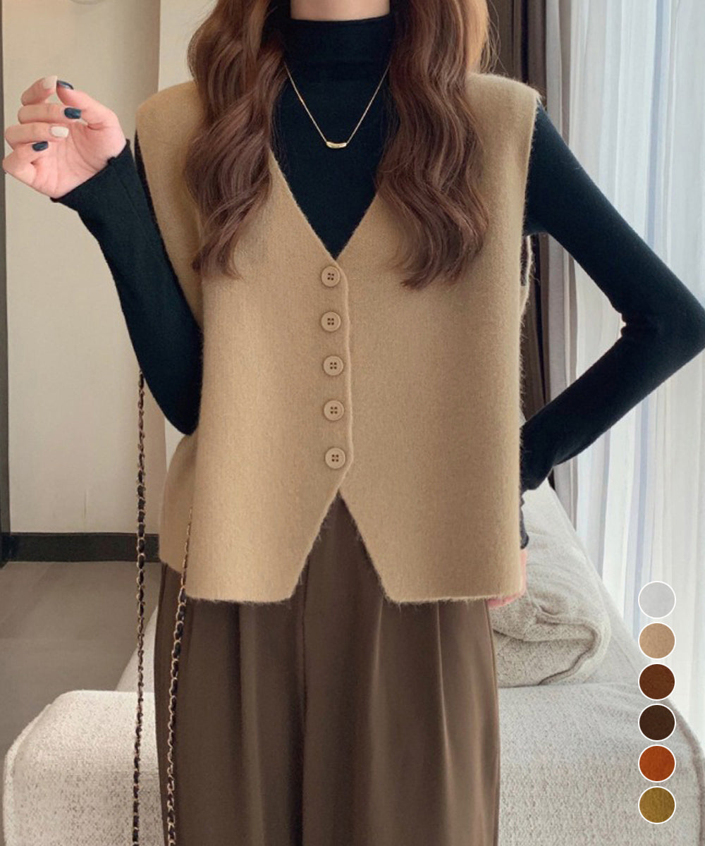 ニットベスト ニットジレ 重ね着 秋冬服