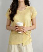 フレンチスリーブサマーニットトップス夏服 詳細画像4