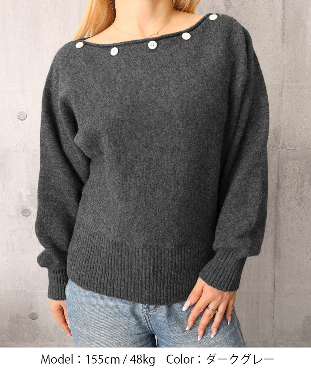 オフショルダー ニットトップス韓国風秋服