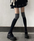 ニーハイソックス バイカラーレッグウェア 厚手*ロング