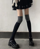 ニーハイソックス バイカラーレッグウェア 厚手*ロング