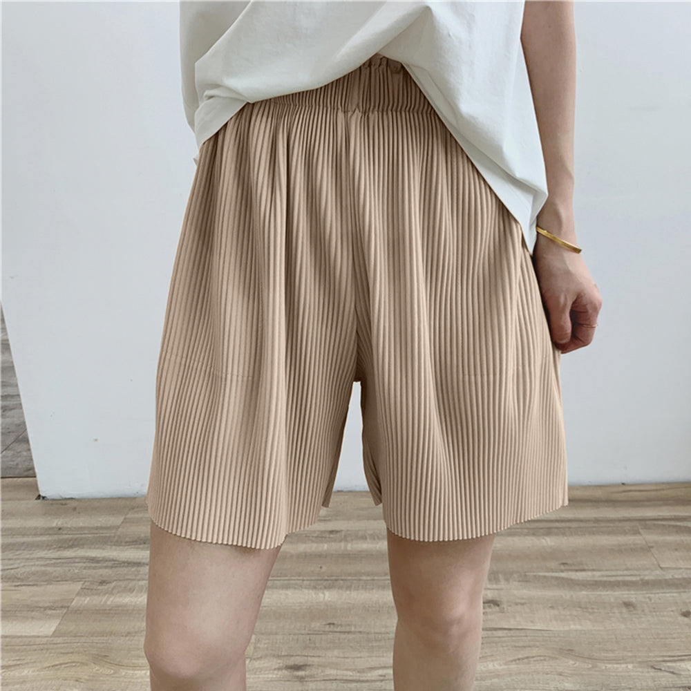 レディース ハイウエスト ハーフパンツ ベージュ